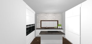Grafická vizualizácia kuchyne Sykora v bielej farbe