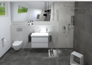 moderná kúpeľňa sivá