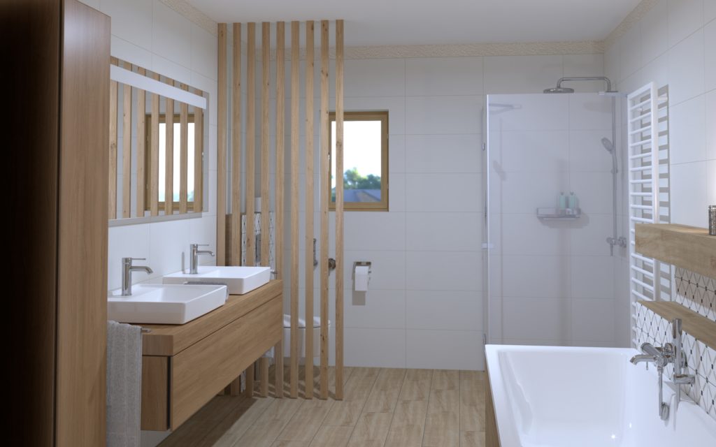 Kúpeľňa drevená lamely